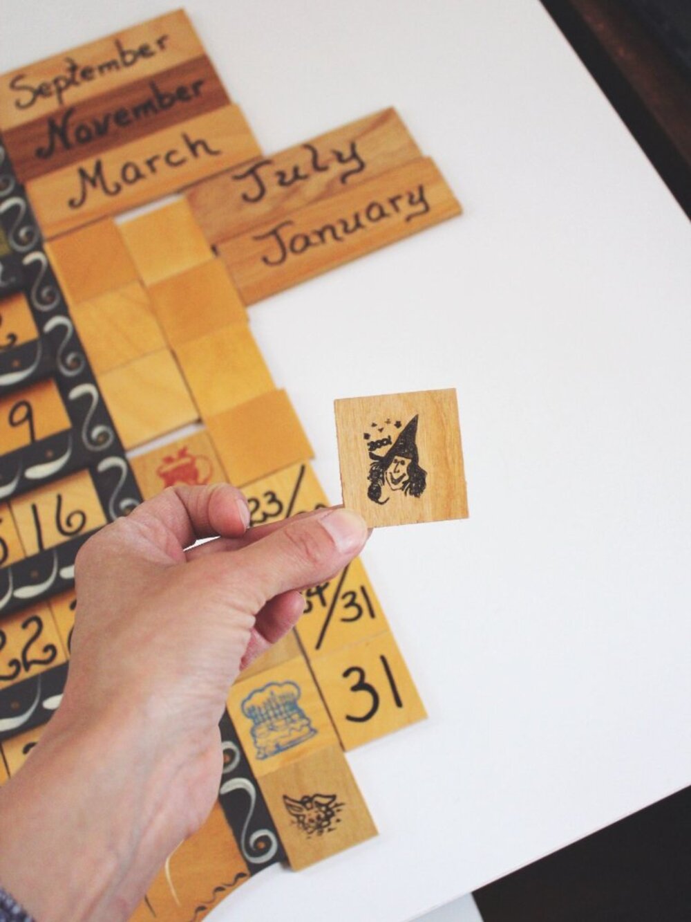 Vintage Wooden Wall Perpetual Calendar 1987 Hand-Painted Interchangeable Month D - Picture 6 of 6